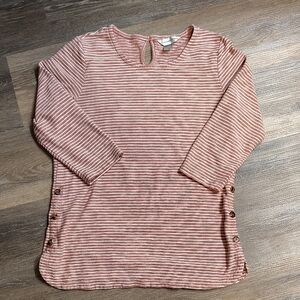 Christopher & Banks Red Striped Long Sleeve Top